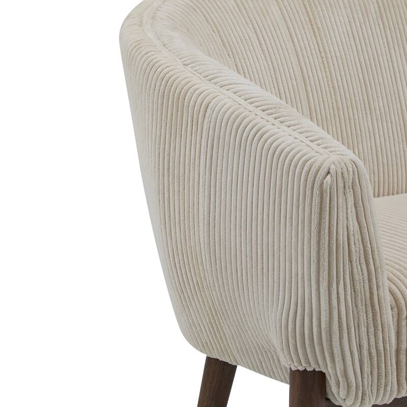 Mid-Century Modern Corduroy 2-Seater Sofa with Tufted Stitching, Recessed Arms and Walnut Legs, for Living Room Apartment