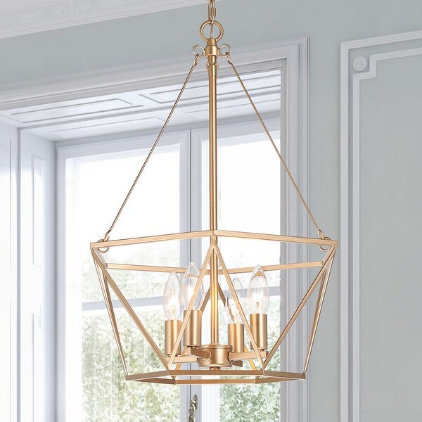 Zeci Modern Farmhouse 4-light Gold Lantern Chandelier Cage Zeci Modern Farmhouse 4-light Gold Lantern Chandelier Cage