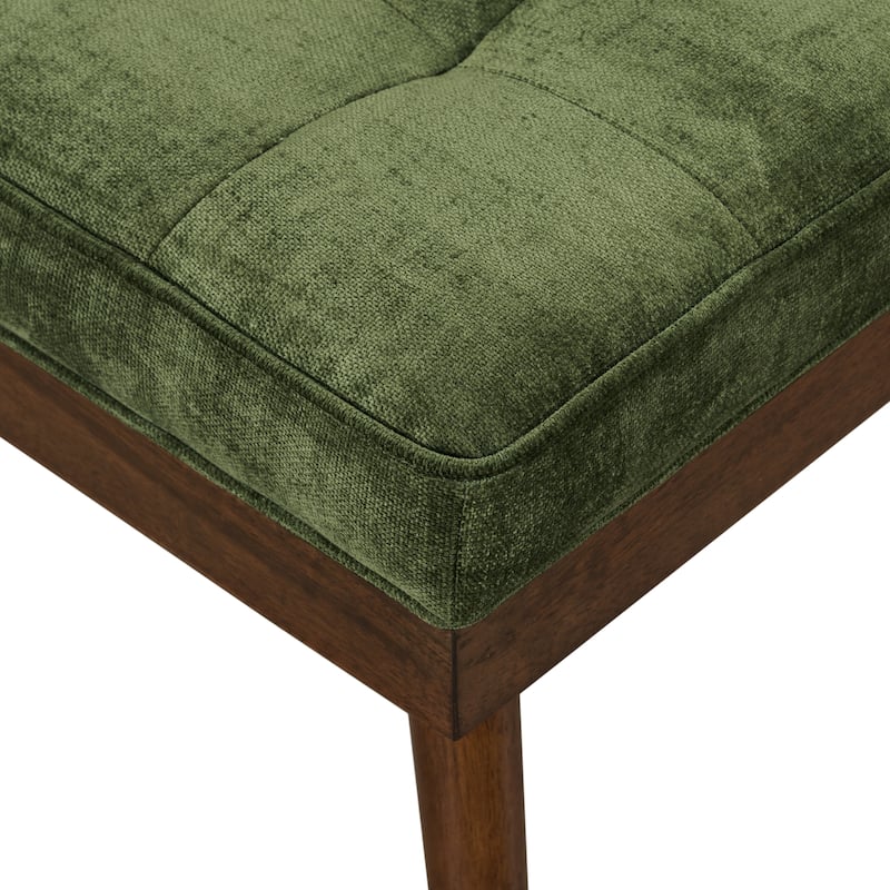 Poly & Bark Luca Fabric Bench - Tufted Seat with Solid Wood Legs