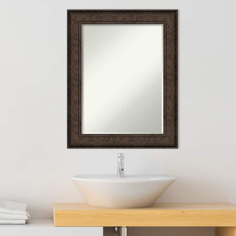 Petite Bevel Bathroom Wall Mirror - Ridge Bronze Frame - Ridge Bronze - 24 x 30 in