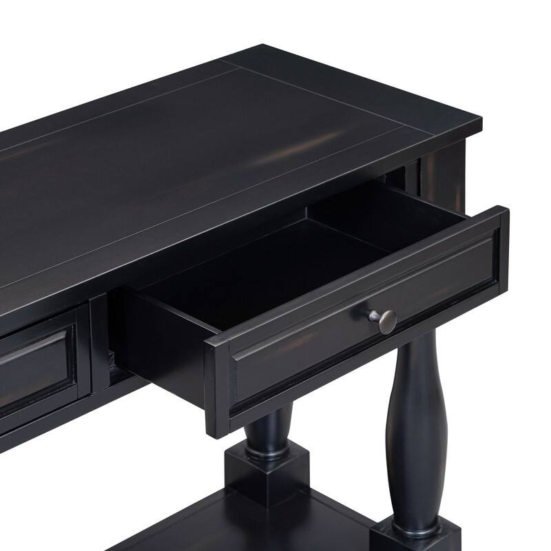 63"Long Console Table with 3 Drawers and Shelf for Entryway and Living Room in Mediterranean Design