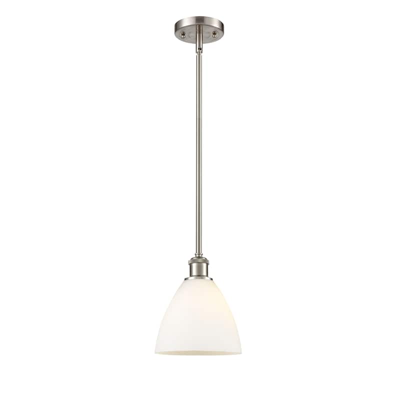 Innovations Lighting Bristol Glass 1 Light 8" Mini Pendant - Matte White/Brushed Satin Nickel
