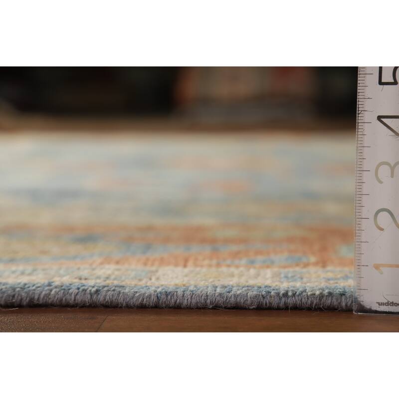 Hand Knotted Oriental 100% Wool Carpet Transitional All-Over Navy Blue & Blues Oushak Area Rug - 10' 8'' X 8' 0''
