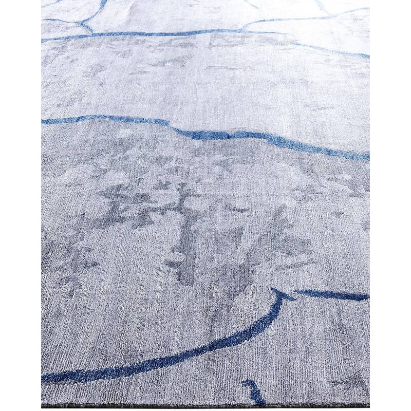 Modern One-of-a-Kind Hand-Knotted Area Rug, Gray - 9' 1" x 12' 1"