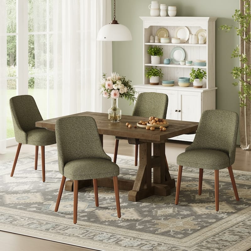 High Back Dining Chairs Upholstered Padded Kitchen Chairs Wood Legs for Restaurant Cafe