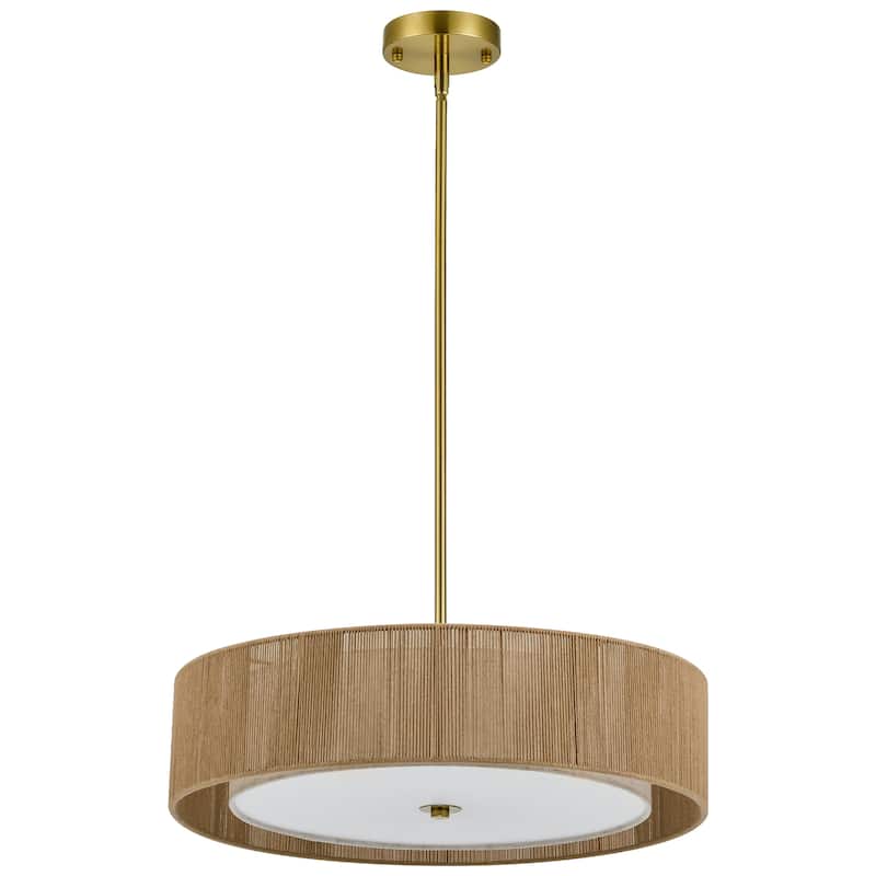 CO-Z 3-Light 20"W Double Drum Fabric Pendant Chandelier