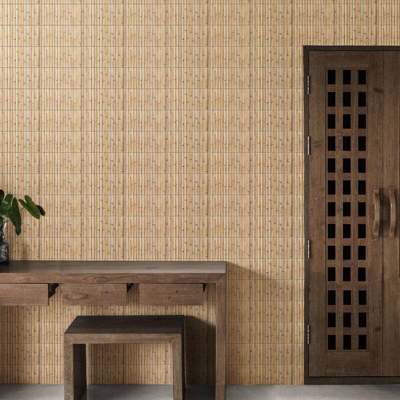 Merola Tile Bamboo Haven Tiki Cream 5-7/8" x 11-7/8" Fluted Ceramic Wall Tile