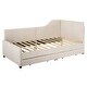 preview thumbnail 2 of 28, Twin Stripe L-shaped Semi-enclosed Daybed wStorage Drawers, Corduroy Upholstered Daybed, Wood Slat Support, No Spring Box Need