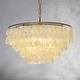 preview thumbnail 2 of 1, 4-Light Coastal Tiered Antique Gold Capiz Seashell Round Chandelier - W: 19.7"