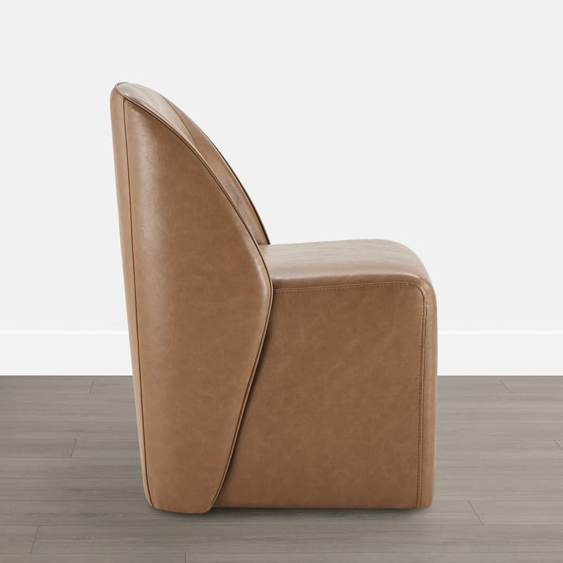 Spruce & Spring Modern Upholstered Dining Chair with Hidden Casters