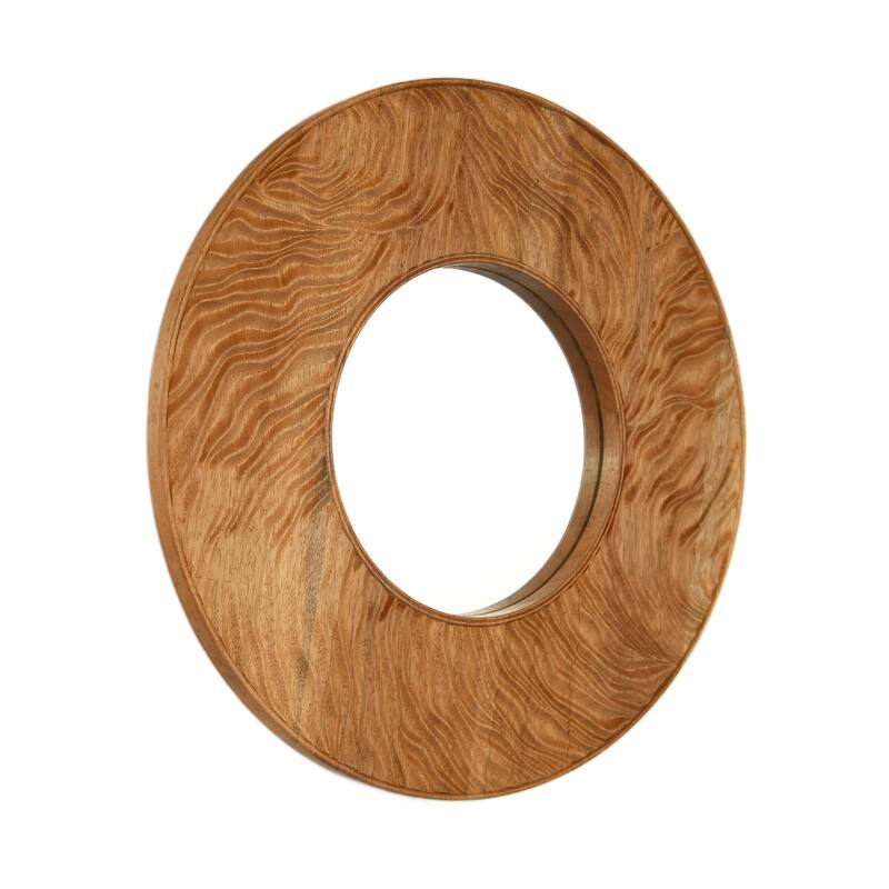24" Ring Mirror, Wall-mounted Vintage Circle Solid Rosewood Decorative Mirror, Round Mirror for Bathroom, Bedroom