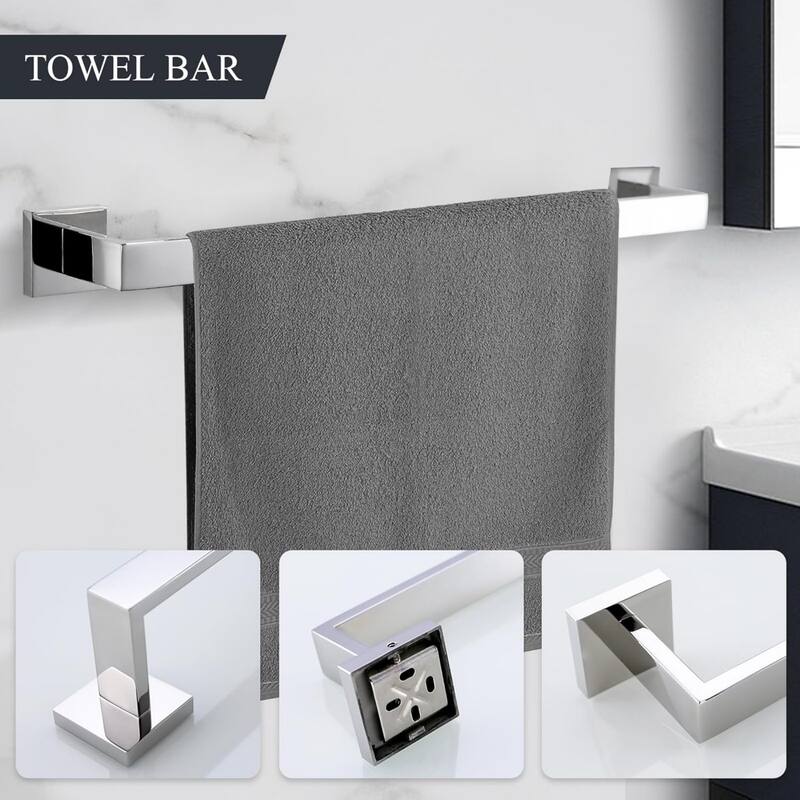 5-Piece Bathroom Stainless Steel Wall Mounted Towel Rack Set, 23.4 Inch Towel Rack