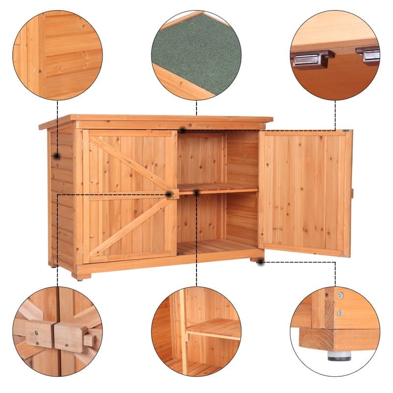 50" W Outdoor Wooden Storage Box Cabinet