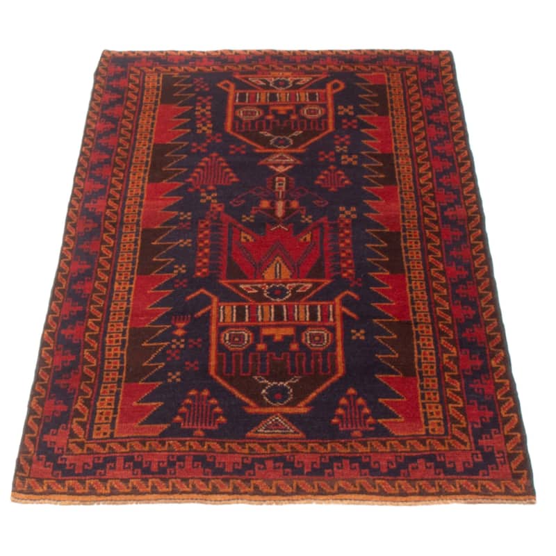 ECARPETGALLERY Hand-knotted Baluch Dark Navy Wool Rug - 3'7 x 6'0