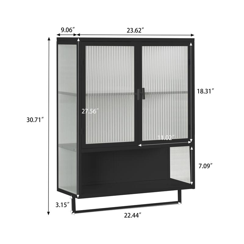 Modern Wall Cabinet with an Open Shelf and Towel Rack