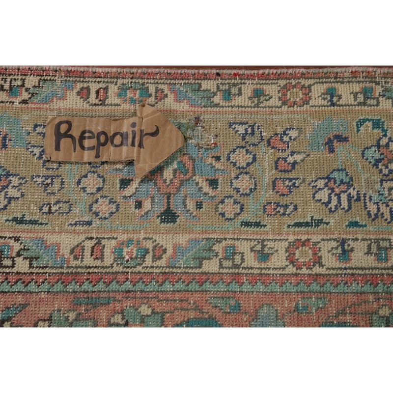 Hand Knotted Oriental 100% Wool Carpet Traditional Floral Pink Tabriz Area Rug - 9' 2'' X 6' 6''