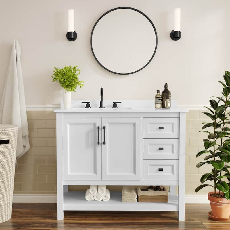 Bathroom Vanity with Sink, Open Storage, and Storage Drawers