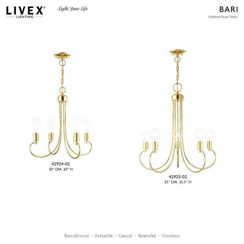 Livex Lighting 5-light Polished Brass Chandelier, 42925-02 - 25" Dia x 25.5" H