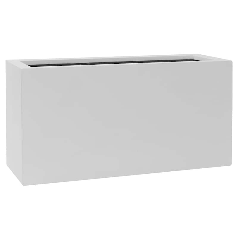 Pottery Pots Jort Small Fiberstone Indoor Outdoor Modern Rectangle Planter, 16 Inch Tall - White