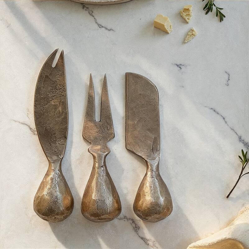 Hand-Forged Metal Cheese Knives Set - 5.5"L x 1.25"W x 1.25"H