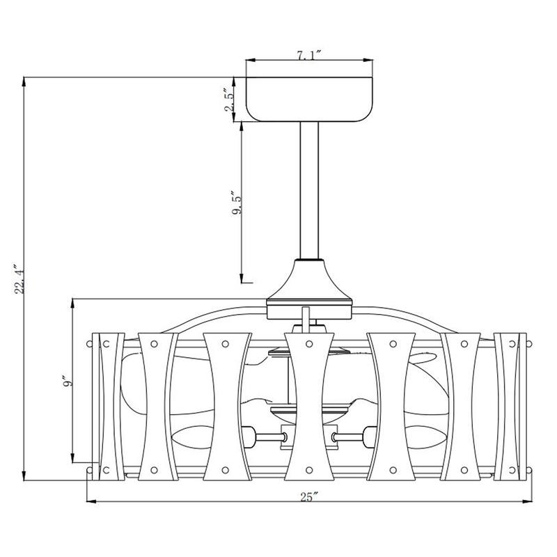 25 Inch Modern style Fandelier Lighted with Remote