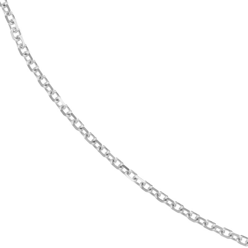 Curata 14k White Gold 1.15mm Open Diamond Cut Cable Chain Necklace (Lobster)