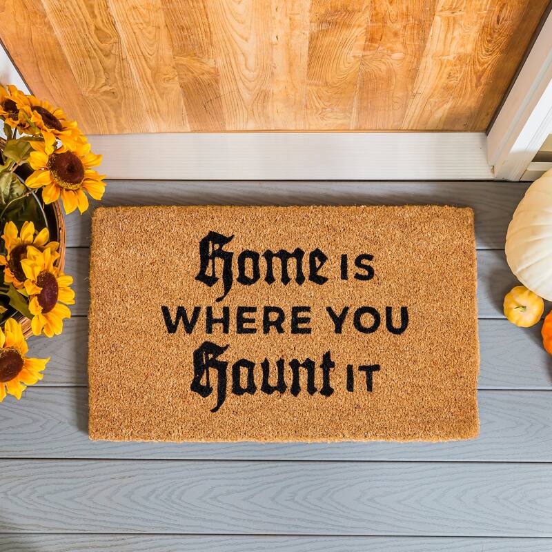 16 in. x 28 in. Coir Halloween Greeting "Home is Where You Haunt It" Door Mat