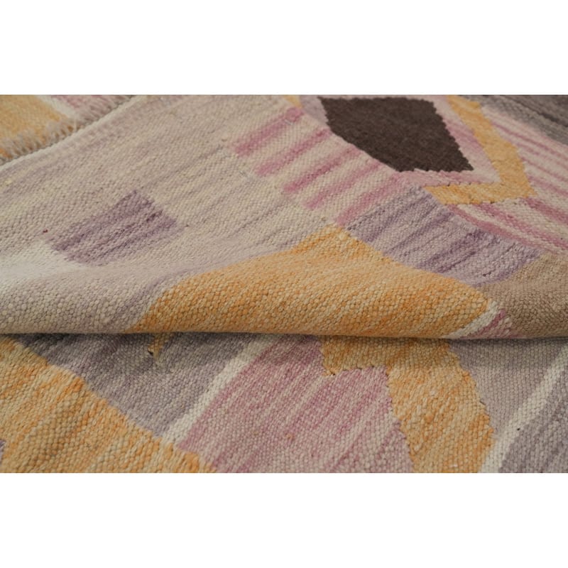 Hand Woven Oriental 100% Wool Carpet Southwestern Tribal Multi-Colored Kilim Area Rug - 9' 7'' X 7' 8''