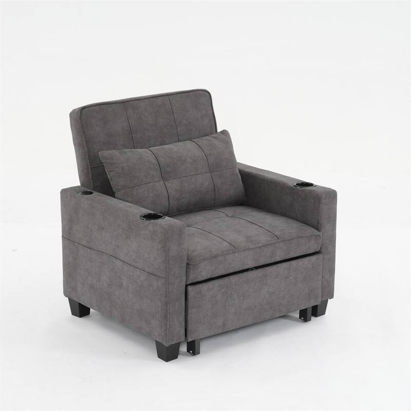 Chair Bed Convertible Chair 3-in-1 Pull Out Sleeper Chair Beds - Dark Grey