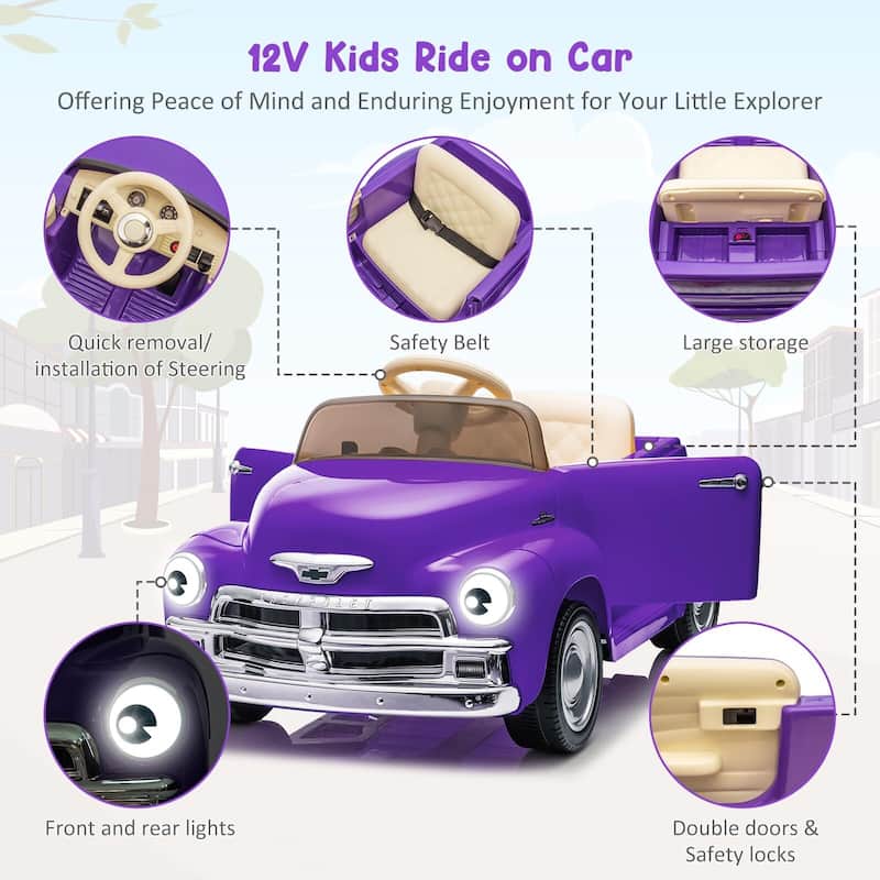12V Kids Ride On Car, Licensed Chevrolet 3100 Pickup Battery Powered Electric Vehicle