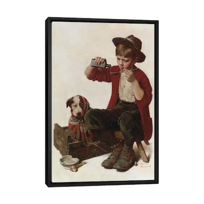 iCanvas "Sick Puppy" by Norman Rockwell Framed