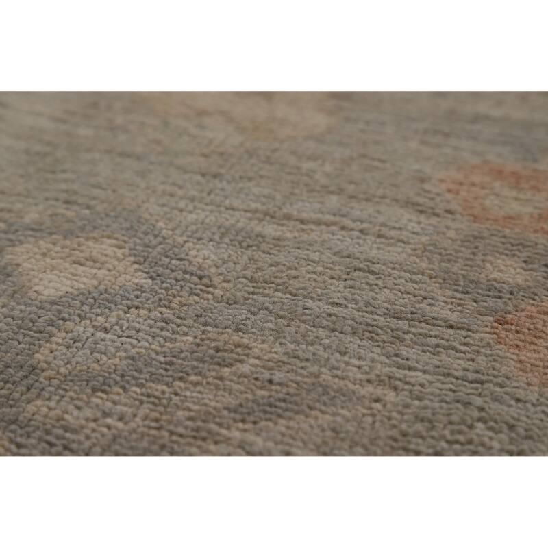 Geometric Vegetable Dye Oushak Turkish Rug Hand-Knotted Wool Carpet - 6'3"x 8'2"