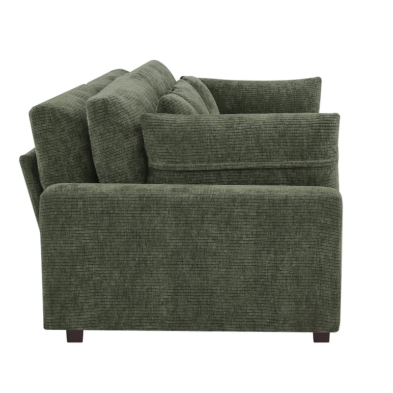 89In Comfy Couch, 3 Seater Sofa With Wood Legs, Chenille Couch For Small Space,Apartment - 89"W X 44.1"D X 33.9"H