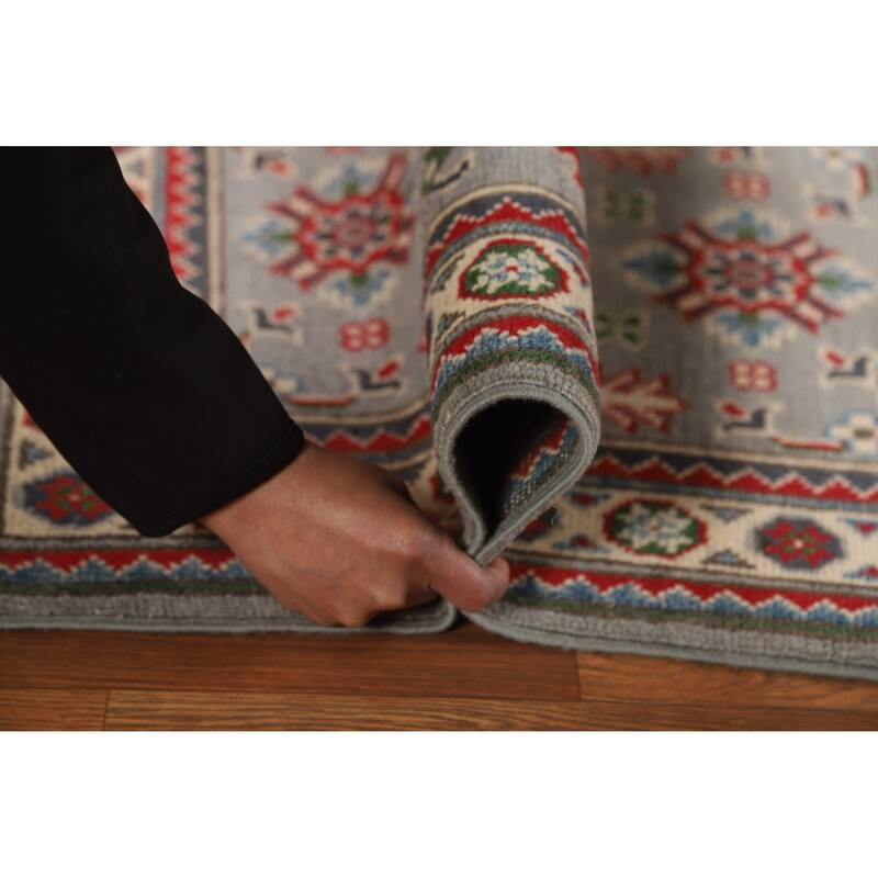Gray Kazak Oriental Rug Handmade Traditional Wool Carpet - 2'0"x 3'0"