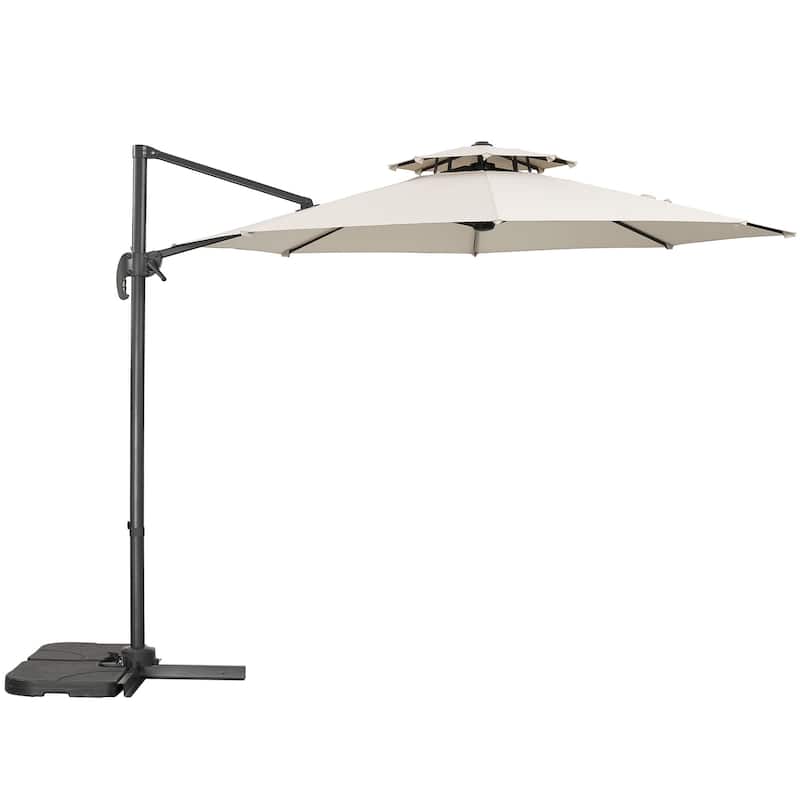 Autlaycil 10FT Cantilever Patio Umbrella with Base Included 360 Rotation Large Offset Hanging Outdoor Shade