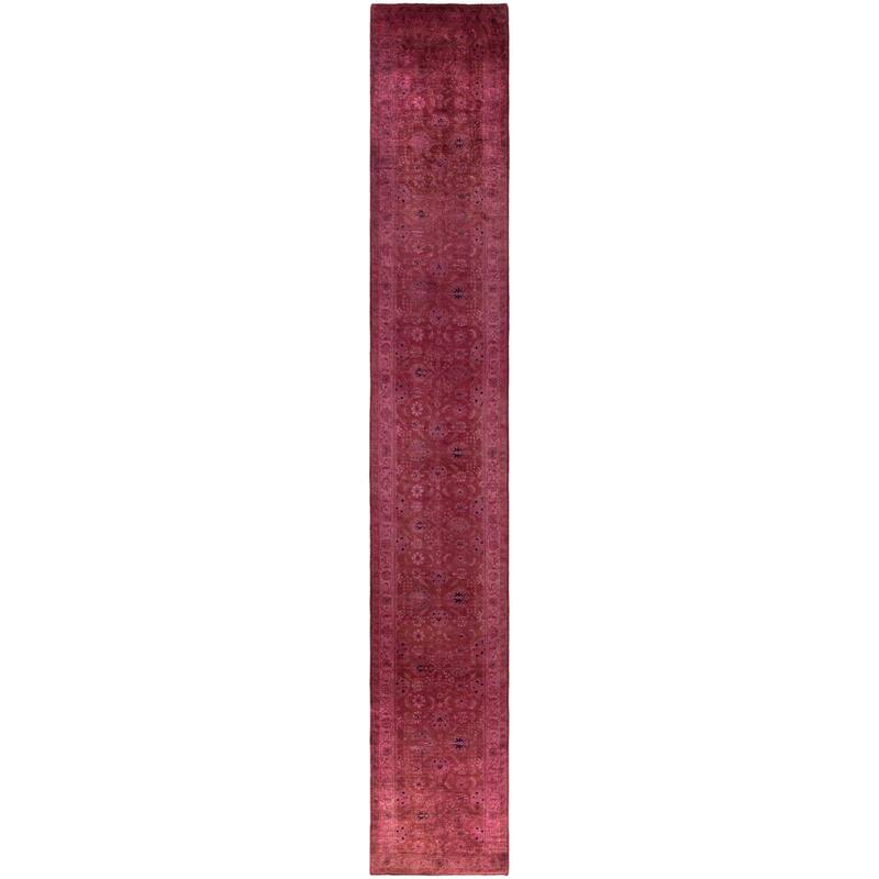 Overdyed One-of-a-Kind Hand-Knotted Area Rug - Red - 3' 0" x 20' 6"