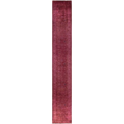 Overdyed One-of-a-Kind Hand-Knotted Area Rug - Red - 3' 0" x 20' 6"