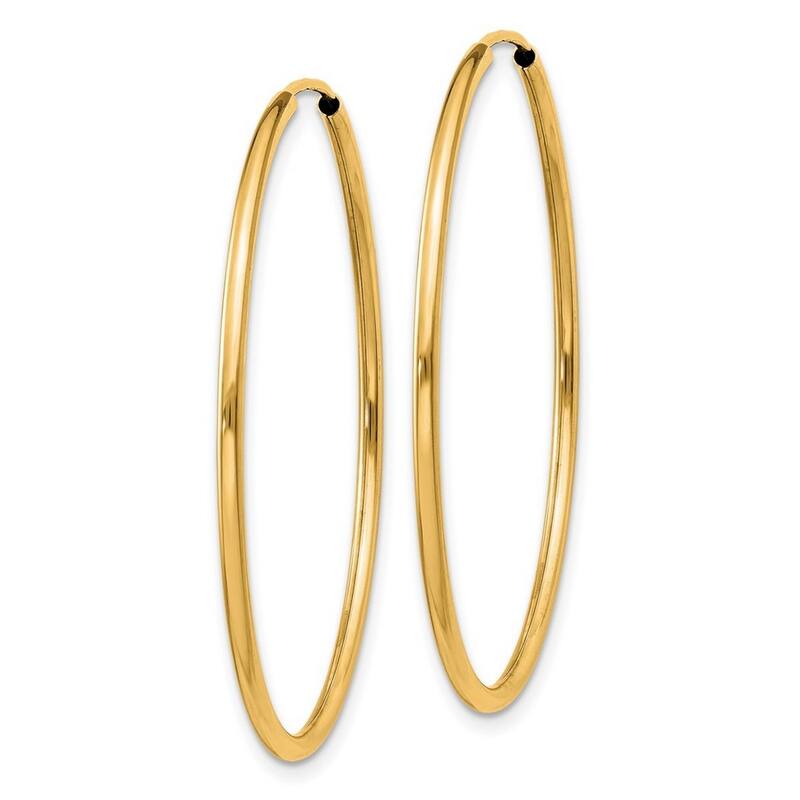 Curata 14k Yellow Gold Polished Round Endless Hoop Earrings - 36x36mm