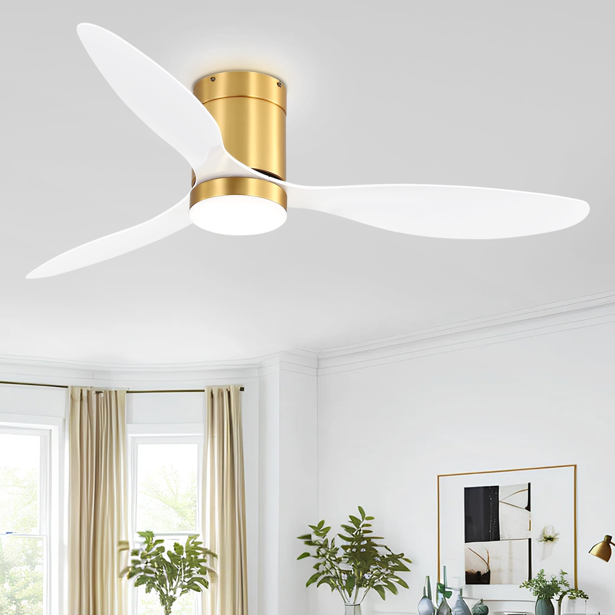 Flush Mount, Bright White 4000K 5000K Indoor Ceiling Fans Bed Bath