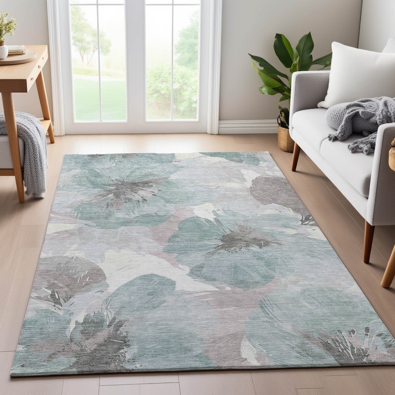 Premium Washable Super Soft Contemporary Floral Mayfield Rug