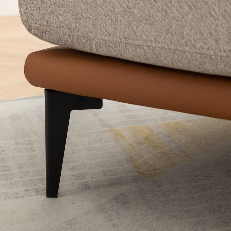 Burnt Orange Modern 28.9" Two-tone Barrel Fabric Chair with Broad and Thick Cushion and Sturdy Metal Legs for Living Room