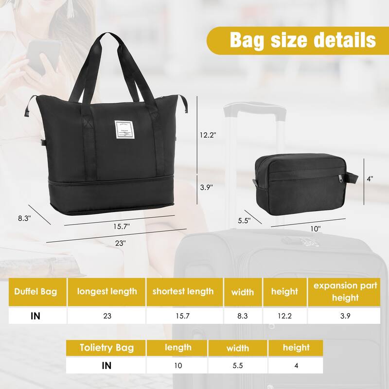 3 Piece ABS Softside Expandable Upright Spinner Luggage with TSA Lock and Duffel Bag