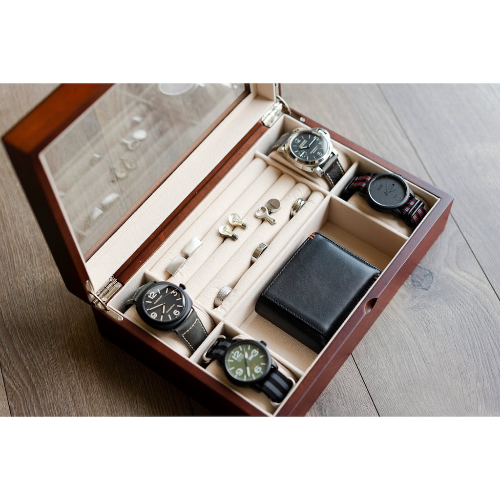 Wood Jewelry Box - Watch Case, Earring Ring Bracelet Box, Jewelry Organizer, Father's Day Gift, Men's Jewelry Case, Vintage Box