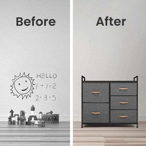 Shop Home Wide Dresser Storage Organizer Nightstand For Bedroom 5 Drawers Overstock 31796110