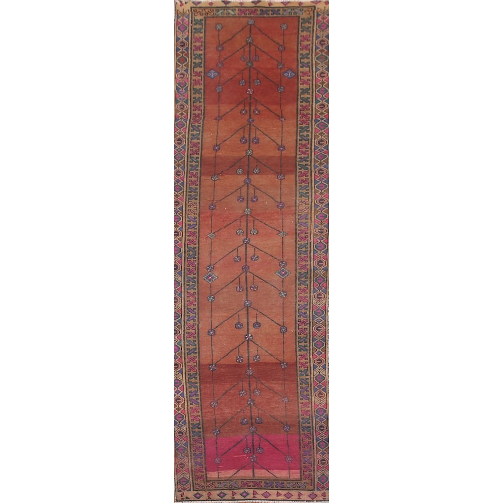 Hand Knotted Oriental 100% Wool Carpet Traditional Tribal Oranges & Rust Sirjan Runner Rug - 11' 3'' X 3' 0''