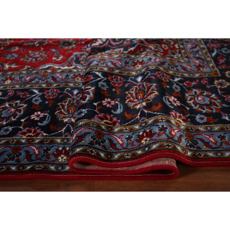Traditional Red Kashan Turkish Rug Floral Oriental Machine-Made Carpet - 9'7" x 12'7"