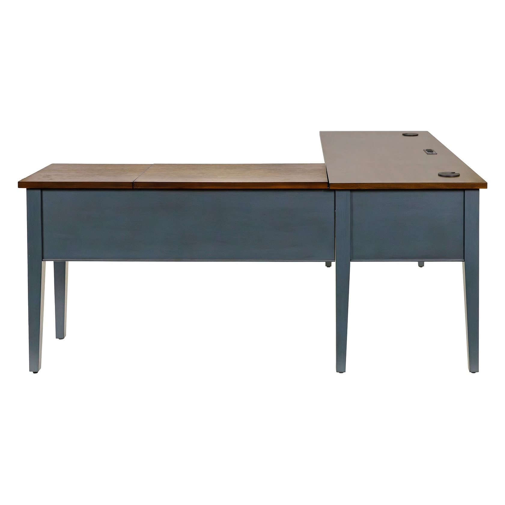 Farmhouse Wood Half-Pedestal Writing Desk and Return, Open L-Shaped Table  and Return, Office Desk and Return, Blue - Overstock - 38922995, image size:1681x1681
