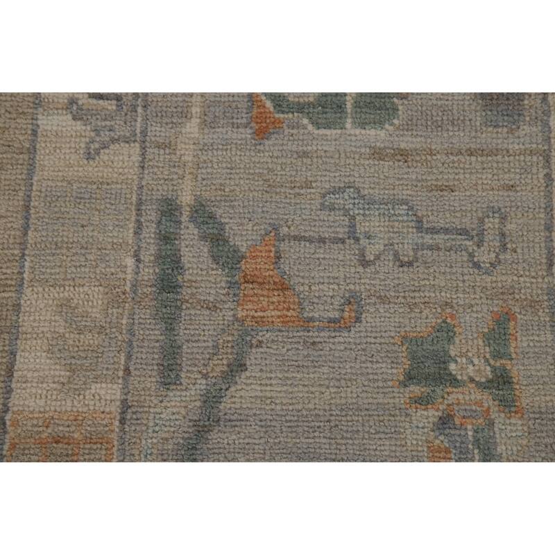 Vegetable Dye Oushak Turkish Large Rug Hand-Knotted Floral Wool Carpet - 9'11"x 14'8"