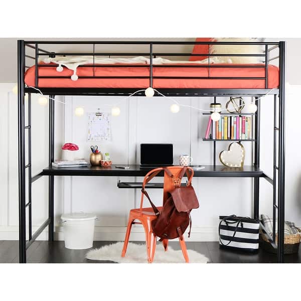 Shop Offex Premium Metal Full Size Loft Bed With Wood Workstation