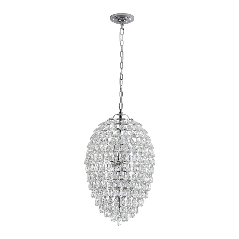 Contemporary 6-Light Luxury Crystal Chandelier Kitchen Island Pendant - Chrome - W14" x H23"